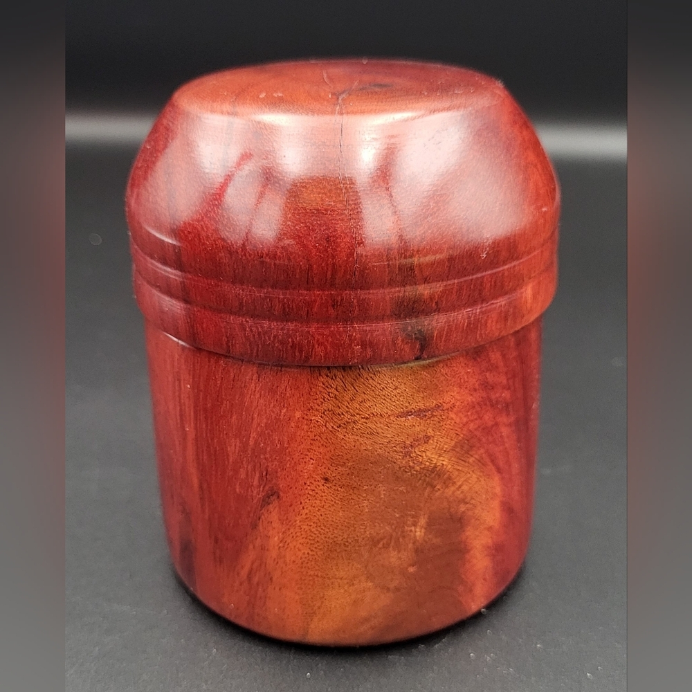 Vintage 2-Piece Hand Turned Red Colored Storage Box~Slide-on Lid - Picture 2 of 8